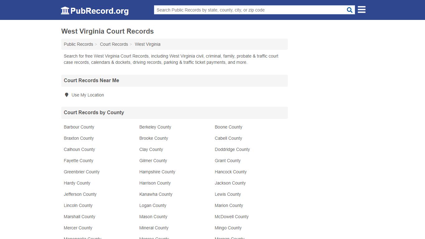 Free West Virginia Court Records - PubRecord.org