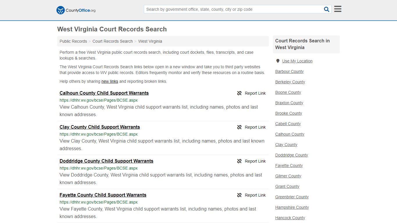 West Virginia Court Records Search - County Office